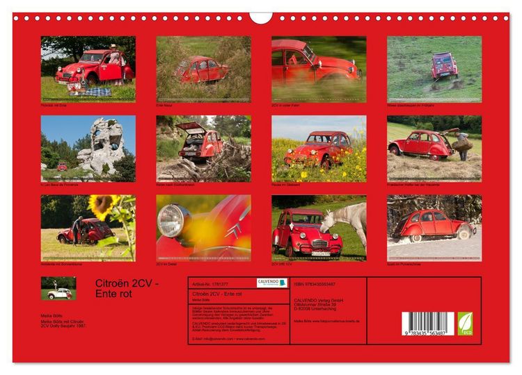 Produktbild: Citro&euml;n 2CV - Ente rot (Wandkalender 2025 DIN A3 quer), CALVENDO Monatskalender