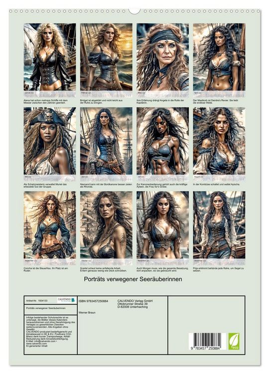 Produktbild: Portr&auml;ts verwegener Seer&auml;uberinnen (hochwertiger Premium Wandkalender 2026 DIN A2 hoch), Kunstdruck in Hochglanz