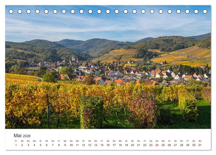 Produktbild: Els&auml;sser Weinstra&szlig;e, malerische D&ouml;rfer in idyllischer Landschaft (Tischkalender 2026 DIN A5 quer), CALVENDO Monatskalender