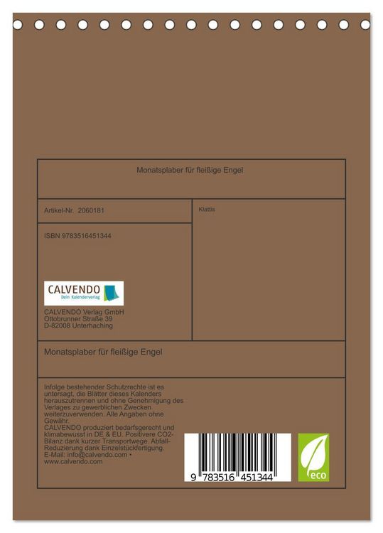 Produktbild: Monatsplaber f&uuml;r flei&szlig;ige Engel (Tischkalender 2026 DIN A5 hoch), CALVENDO Monatskalender