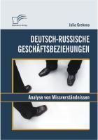 Produktbild: Deutsch-russische Gesch&auml;ftsbeziehungen: Analyse von Missverst&auml;ndnissen