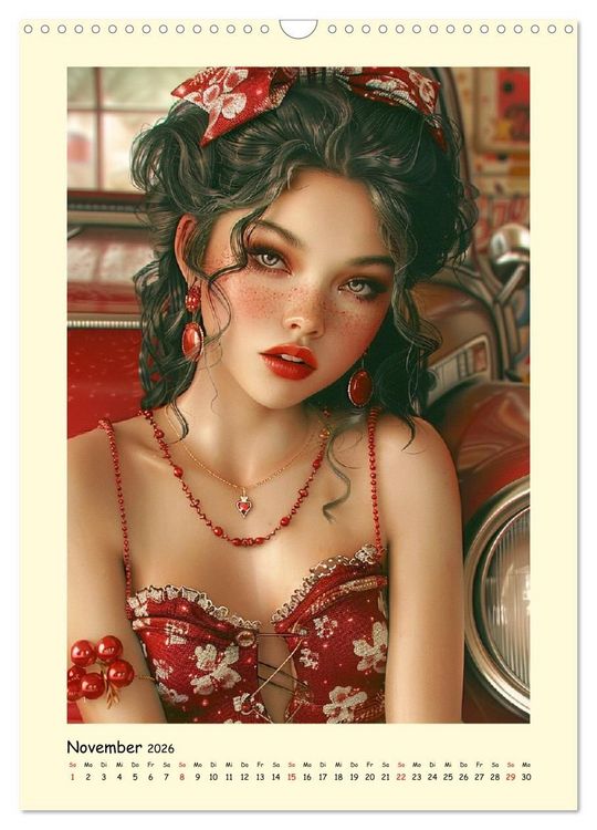 Produktbild: Pin-up-Portraits. H&uuml;bsche Girls in Comic-Vintage-Art (Wandkalender 2026 DIN A3 hoch), CALVENDO Monatskalender