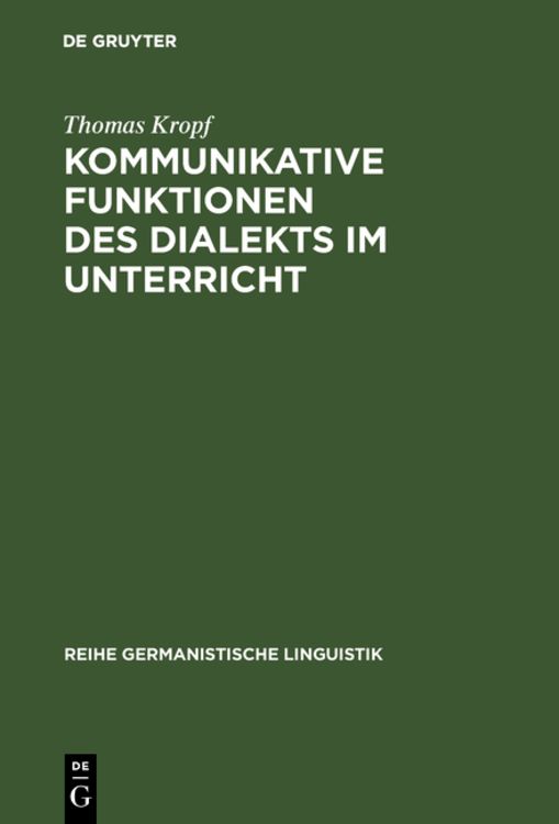 Produktbild: Kommunikative Funktionen des Dialekts im Unterricht