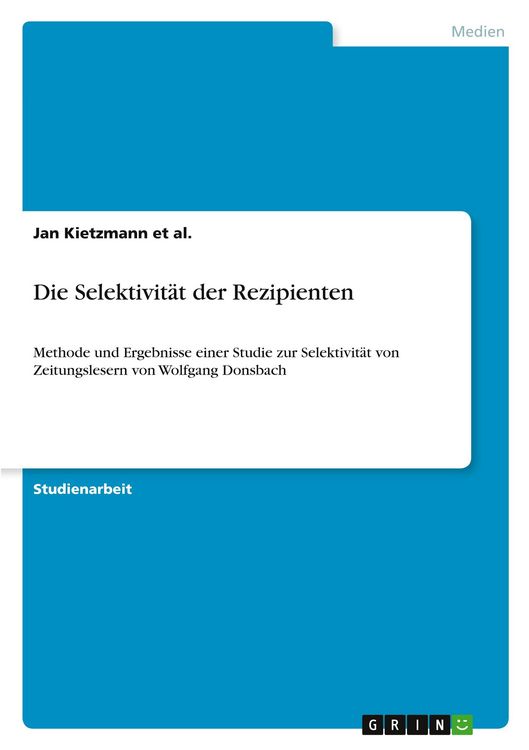 Produktbild: Die Selektivit&auml;t der Rezipienten