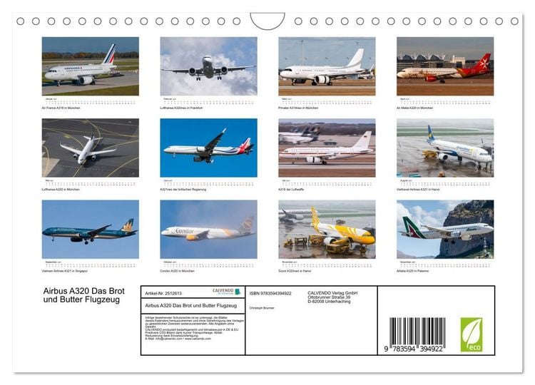 Produktbild: Airbus A320 Das Brot und Butter Flugzeug (Wandkalender 2027 DIN A4 quer), CALVENDO Monatskalender