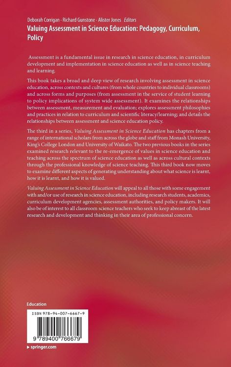 Produktbild: Valuing Assessment in Science Education: Pedagogy, Curriculum, Policy