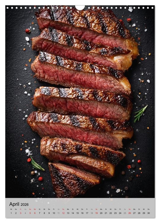 Produktbild: Saftiges Fleisch - Steaks f&uuml;r Genie&szlig;er und Fleischliebhaber (Wandkalender 2026 DIN A3 hoch), CALVENDO Monatskalender
