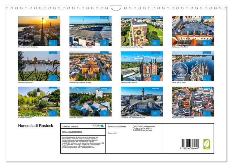 Produktbild: Hansestadt Rostock (Wandkalender 2026 DIN A3 quer), CALVENDO Monatskalender