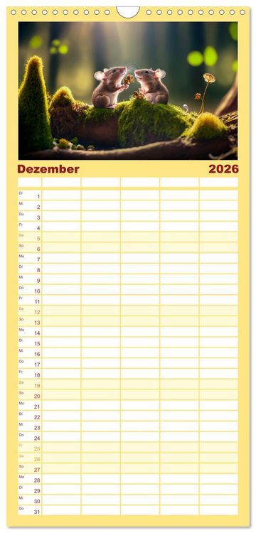 Produktbild: Familienplaner 2026 - Putzige Tierwelt - gemeinsam die Welt entdecken mit 5 Spalten (Wandkalender, 21 x 45 cm) CALVENDO