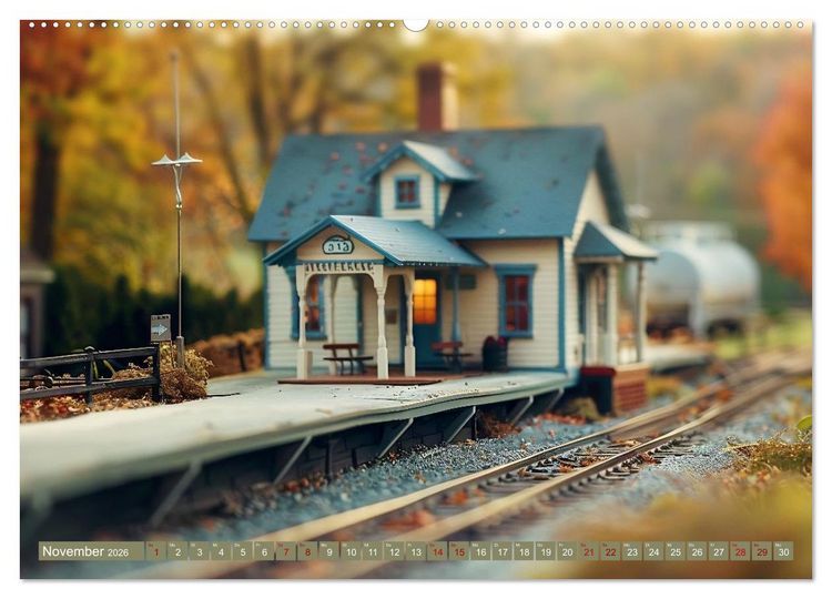 Produktbild: Miniaturwelt Eisenbahn - Zug um Zug ins Abenteuer (hochwertiger Premium Wandkalender 2026 DIN A2 quer), Kunstdruck in Hochglanz