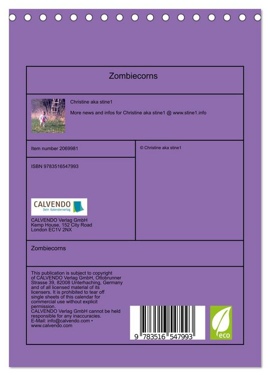 Produktbild: Zombiecorns (Desk Calendar 2026 DIN A5 portrait), CALVENDO 12 Month DeskCalendar