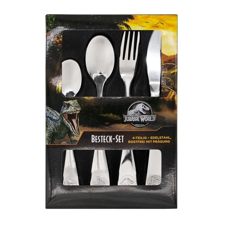 Produktbild: Jurassic Wold 4tlg. Edelstahl-Besteckset