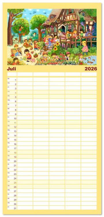 Produktbild: Familienplaner 2026 - Wimmelig durch das Jahr mit 5 Spalten (Wandkalender, 21 x 45 cm) CALVENDO