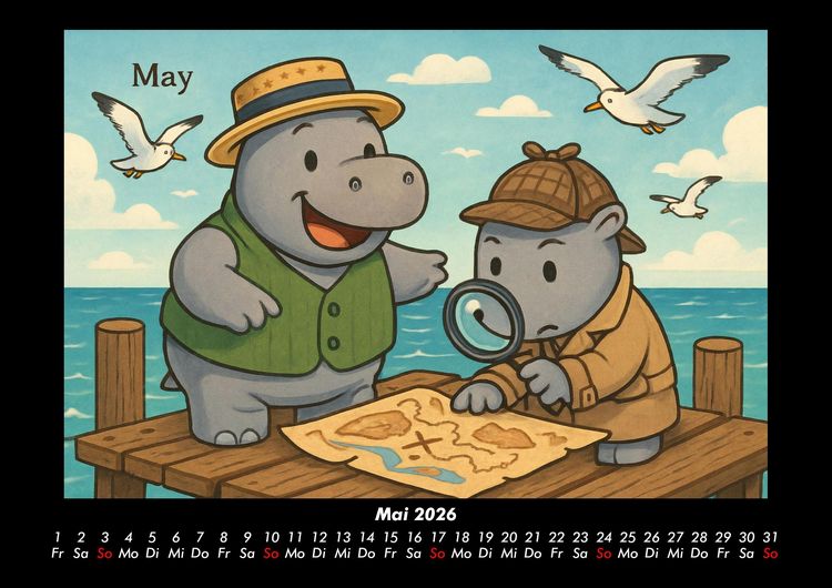 Produktbild: Sash & Sashito - Detektivmission durchs Jahr 2026 Fotokalender DIN A3