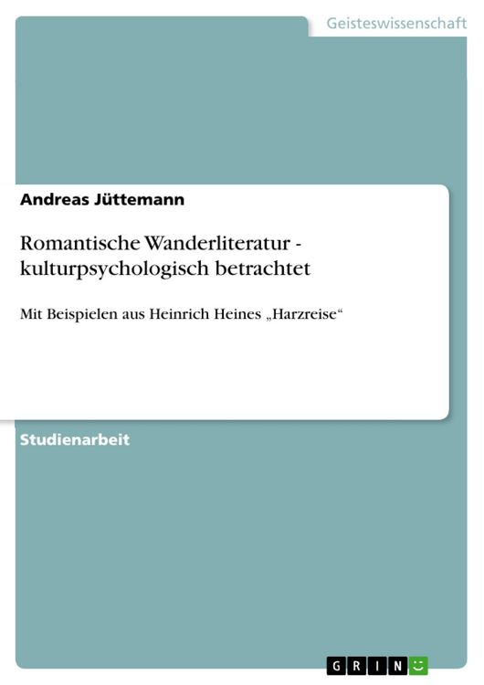 Produktbild: Romantische Wanderliteratur - kulturpsychologisch betrachtet