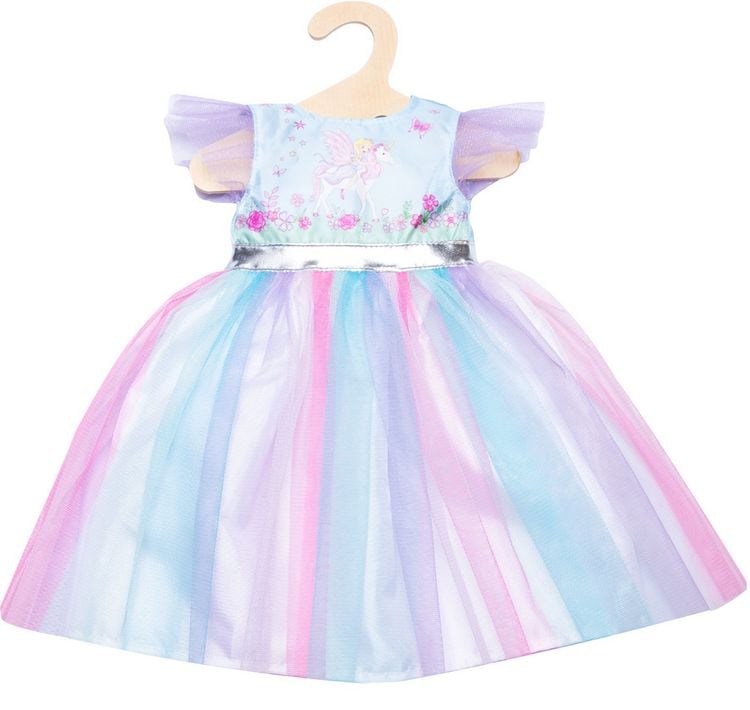 Produktbild: Puppen-Kleid Fee und Einhorn mit silberner Krone, Gr. 28-35 cm