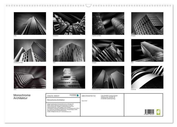 Produktbild: Monochrome Architektur (Wandkalender 2026 DIN A2 quer), CALVENDO Monatskalender