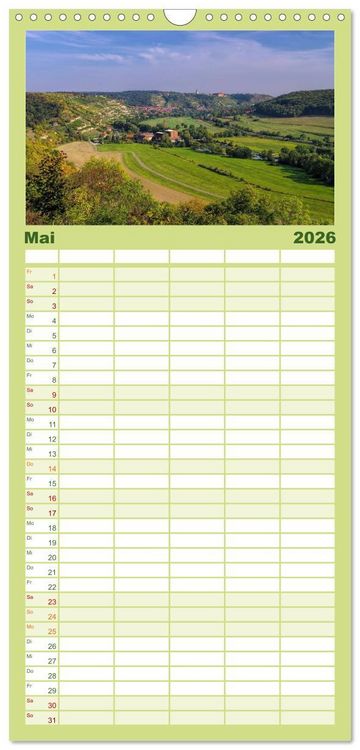 Produktbild: Familienplaner 2026 - Saale-Unstrut - Region aus Wein und Stein mit 5 Spalten (Wandkalender, 21 x 45 cm) CALVENDO