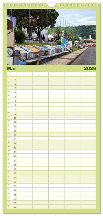 Produktbild: Familienplaner 2026 - Azoren - Ein Naturerlebnis mit 5 Spalten (Wandkalender, 21 x 45 cm) CALVENDO