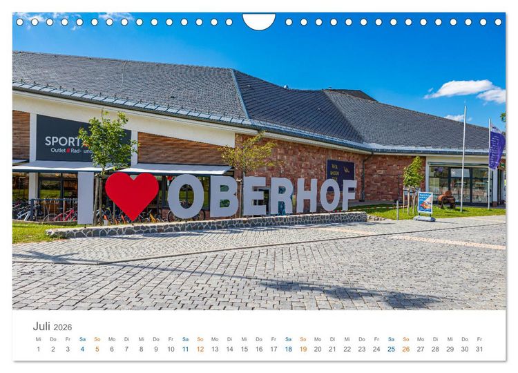 Produktbild: Oberhof - Urlaubsparadies am Rennsteig (Wandkalender 2026 DIN A4 quer), CALVENDO Monatskalender