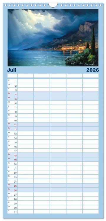 Produktbild: Familienplaner 2026 - Lieblingssee mit 5 Spalten (Wandkalender, 21 x 45 cm) CALVENDO