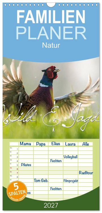 Produktbild: Familienplaner 2027 - Emotionale Momente: Wild und Jagd. mit 5 Spalten (Wandkalender, 21 x 45 cm) CALVENDO