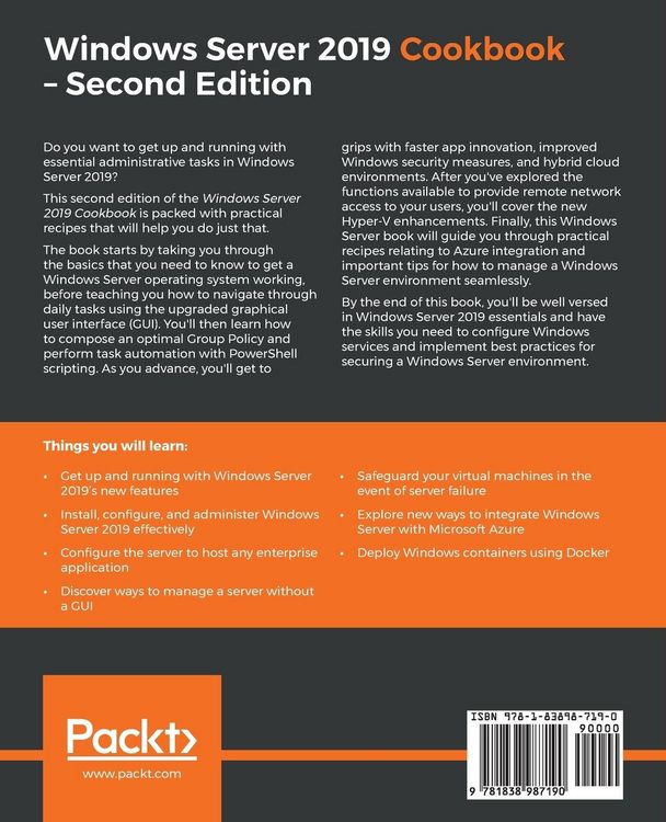 Produktbild: Windows Server 2019 Cookbookm - Second Edition