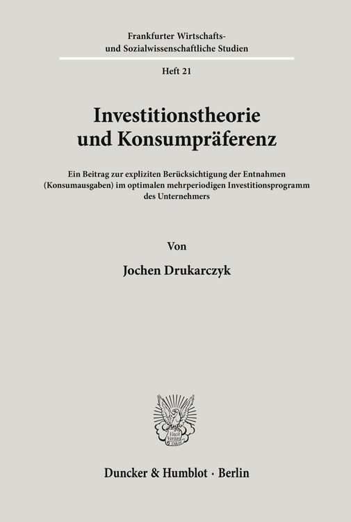 Produktbild: Investitionstheorie und Konsumpr&auml;ferenz.