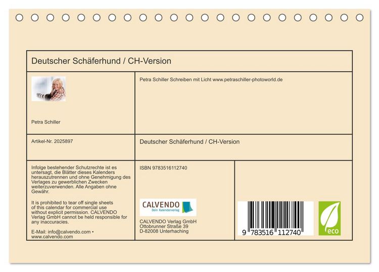 Produktbild: Deutscher Sch&auml;ferhund / CH-Version (Tischkalender 2026 DIN A5 quer), CALVENDO Monatskalender