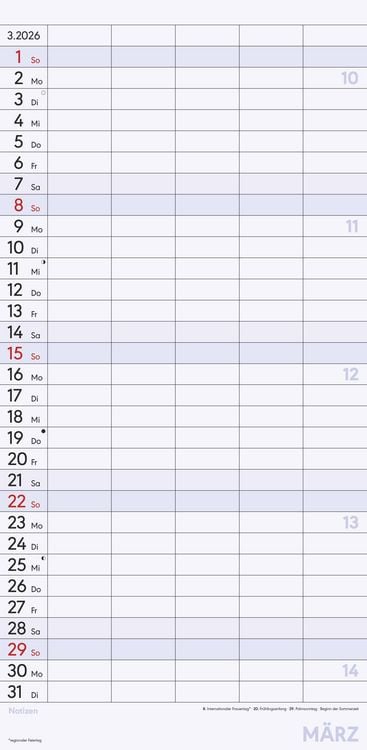 Produktbild: Superplaner L 2026 5 Spalten - Familien-Timer 22x45 cm - Offset-Papier - mit Ferienterminen - Wand-Planer - Familienkalender - Alpha Edition