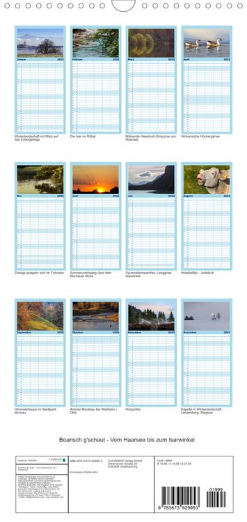 Produktbild: Familienplaner Boarisch g'schaut - Vom Haarsee bis zum Isarwinkel (Wandkalender 2022 , 21 cm x 45 cm, hoch)