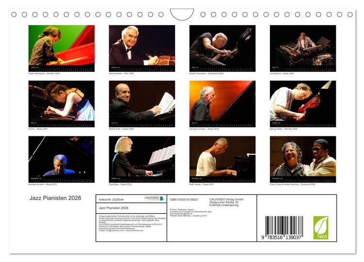 Produktbild: Jazz Pianisten 2026 (Wandkalender 2026 DIN A4 quer), CALVENDO Monatskalender