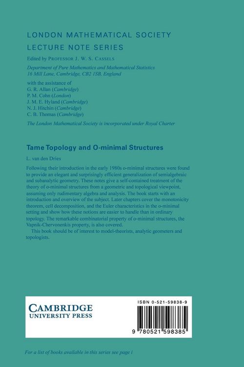 Produktbild: Tame Topology and O-Minimal Structures