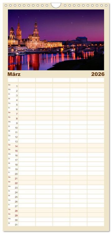 Produktbild: Familienplaner 2026 - Barockstadt Dresden mit 5 Spalten (Wandkalender, 21 x 45 cm) CALVENDO