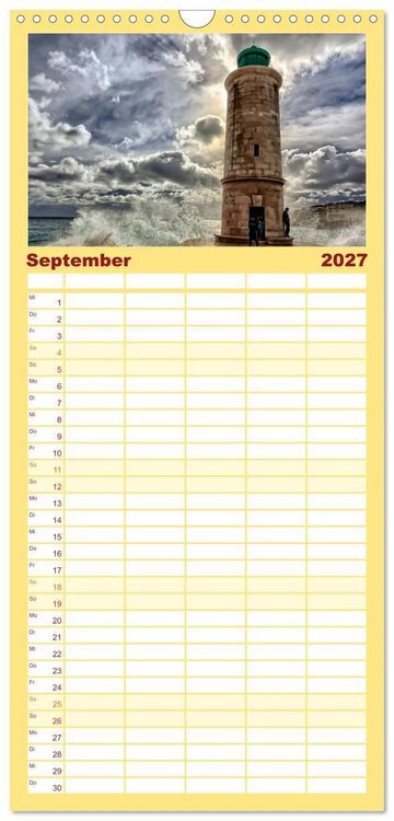 Produktbild: Familienplaner 2027 - Leuchtt&uuml;rme - maritime Wegweiser mit 5 Spalten (Wandkalender, 21 x 45 cm) CALVENDO
