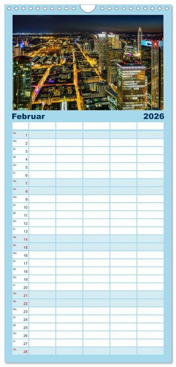 Produktbild: Familienplaner 2026 - Frankfurt am Main - at night mit 5 Spalten (Wandkalender, 21 x 45 cm) CALVENDO