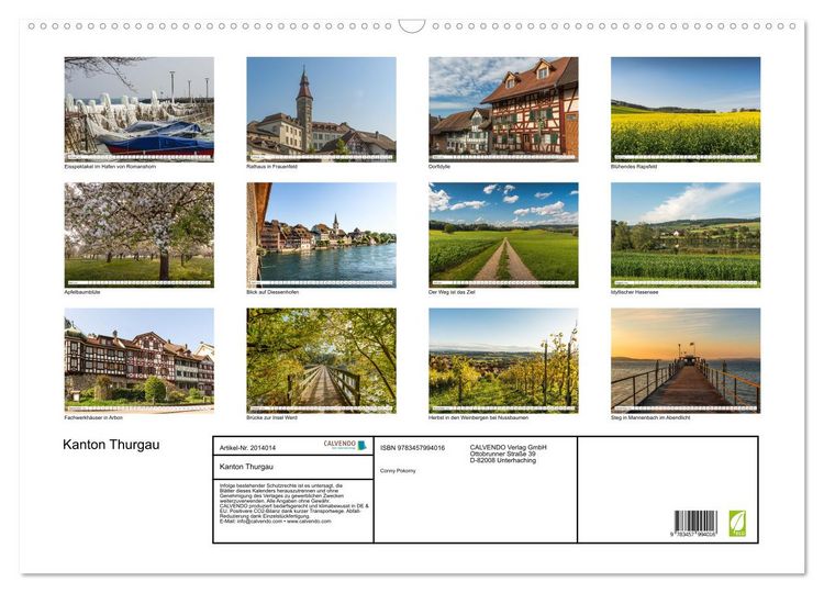 Produktbild: Kanton Thurgau (Wandkalender 2026 DIN A2 quer), CALVENDO Monatskalender