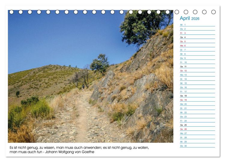 Produktbild: Mein Weg nach Santiago de Compostela mit Zitaten (Tischkalender 2026 DIN A5 quer), CALVENDO Monatskalender