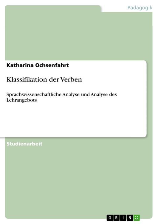 Produktbild: Klassifikation der Verben
