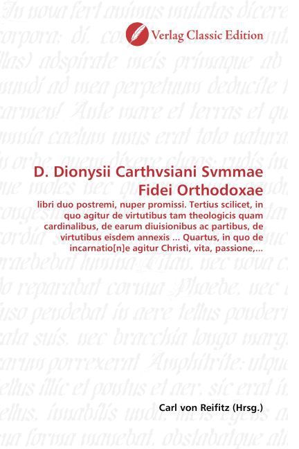 Produktbild: D. Dionysii Carthvsiani Svmmae Fidei Orthodoxae