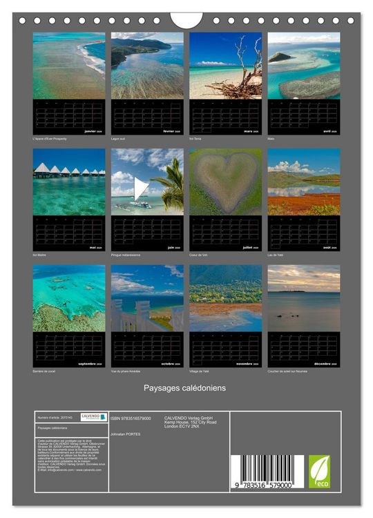 Produktbild: Paysages cal&eacute;doniens (Calendrier mural 2026 DIN A4 horizontal), CALVENDO calendrier mensuel