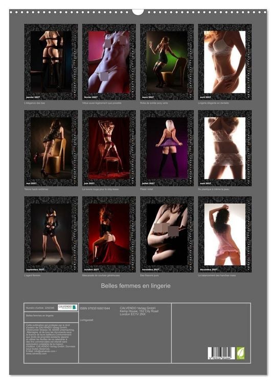 Produktbild: Belles femmes en lingerie (Calendrier mural 2027 DIN A2 horizontal), CALVENDO calendrier mensuel