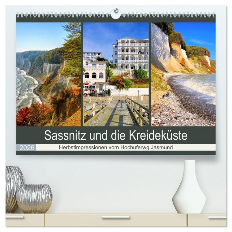 Produktbild: Sassnitz und die Kreidek&uuml;ste - Herbstimpressionen vom Hochuferweg Jasmund (hochwertiger Premium Wandkalender 2026 DIN A2 quer), Kunstdruck in Hochglanz