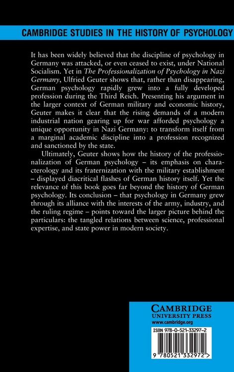 Produktbild: The Professionalization of Psychology in Nazi Germany