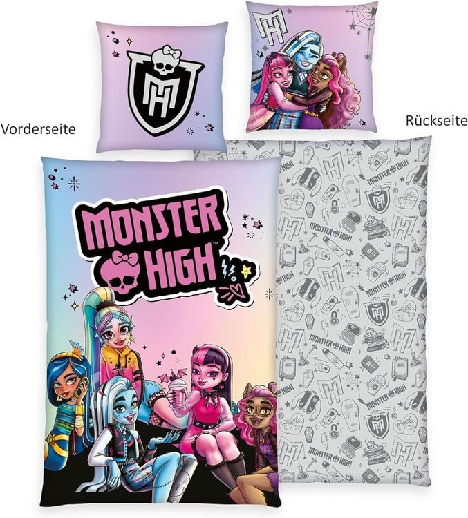 Produktbild: Herding 4427202050 - Bettw&auml;sche Monster High, Baumwolle/Renforc&eacute;, 80x80/135x200 cm
