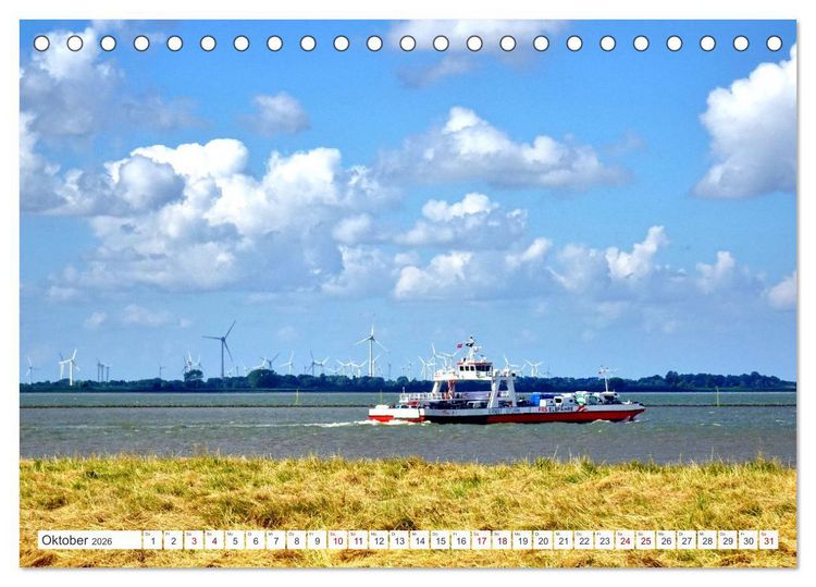 Produktbild: Elbf&auml;hre - Gl&uuml;ckstadt-Wischhafen (Tischkalender 2026 DIN A5 quer), CALVENDO Monatskalender