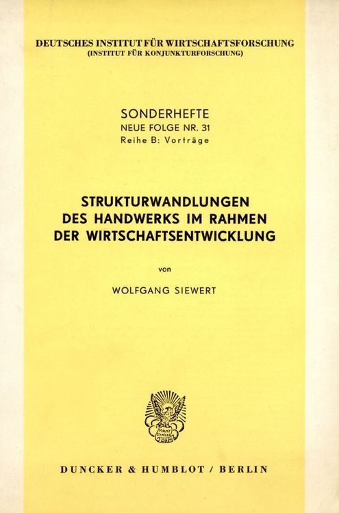 Produktbild: Strukturwandlungen des Handwerks im Rahmen der Wirtschaftsentwicklung.
