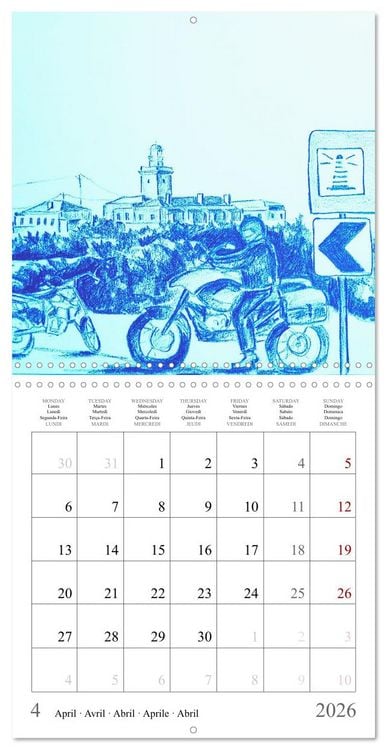 Produktbild: The passion of motorcycling - sketches of freedom (Wall Calendar 2026 12 &times; 12 Inch) CALVENDO 12 Month Wall Calendar