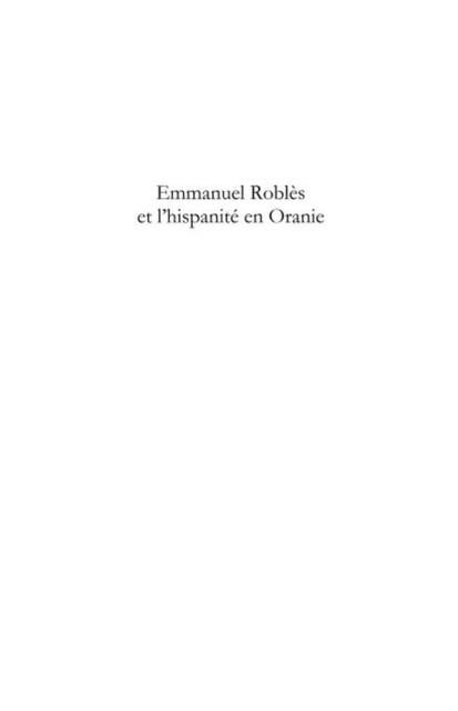 Produktbild: Emmanuel roblEs et l'hispaniteen oranie