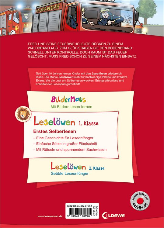 Produktbild: Lesel&ouml;wen 1. Klasse - Achtung, Feuerwehr im Einsatz! (Gro&szlig;buchstabenausgabe)